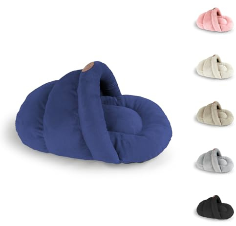 PATAM Cama para Gatos y Perros pequeños – Cojín Cueva para Mascotas Lavable, Fondo Antideslizante – Buddy Azul, 49,5 x 40,6 x 18 cm