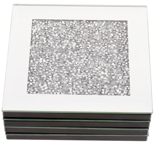 Cabilock 4piezas Posavasos Rhinestones Elegantes y Decorativos Aislantes para Bebidas Coasters De Vidrio para Casa Bar y