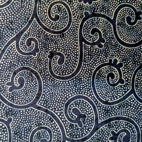 Tyg, metervara, bomullstyg, blåtryck, bogor, indigo, ornament, prickar från Frankrike, dekorativt tyg, gardintyg, klädtyg