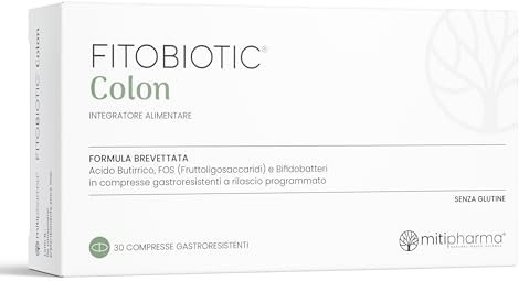 FITOBIOTIC® Colon | Gonfiore Addominale, Stitichezza, Dolore e Gas | Acido Butirrico, FOS e Fermenti Lattici Probiotici | 100% Vegan | Studi Clinici | 30 Compresse