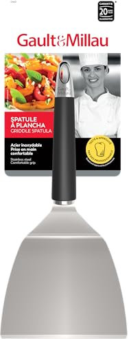 GAULT&MILLAU - Spatule Plancha - Lame large pour une manipulation facile - Résistante et ergonomique - Lot de 1, La Collection Inox Brossé