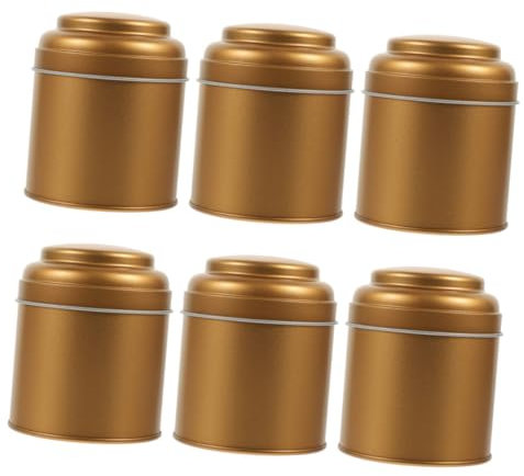 CAXUSD 6pcs Multipurpose Tinplate Storage Jar Airtight Lid for Tea Coffee Candy