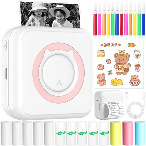 CIANBIFN Mini Drucker, Wireless Fotodrucker Thermodrucker, Tragbarer Mini Fotodrucker, Smartphone Bluetooth Drucker, für Lernhilfe,Lernnotizen, Journal, Notizen, Journal, Liste