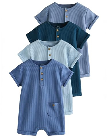 NEXT Nyfödda pojkar 4-pack sparkdräkter med farfarsknäppning