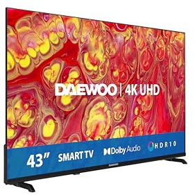 Daewoo TV 43 Pulgadas Smart 4K UHD 43DM55UV – HDR10, Dolby Audio, diseño sin Marco