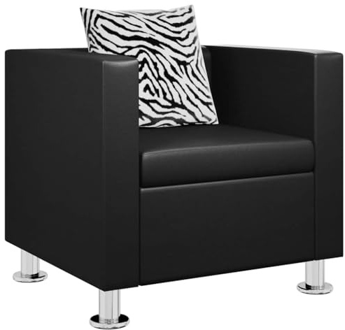 Tomostar Fauteuil Club Simili Cuir, Fauteuil de Salon Chaise de Relaxation Noir Similicuir