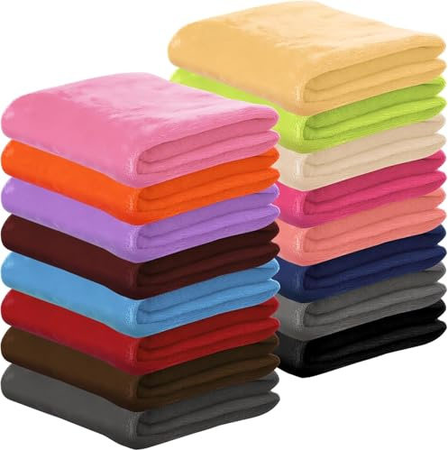 ASMIZ Lot de 16 Plaids Polaire pour Canapé, 80 x 60 cm Petites Couvertures Flanelle Douces et Légères, Plaids Corail Chauds pour Enfant Bébé Animal, Voyage Camping Lit Bureau, 16 Couleurs