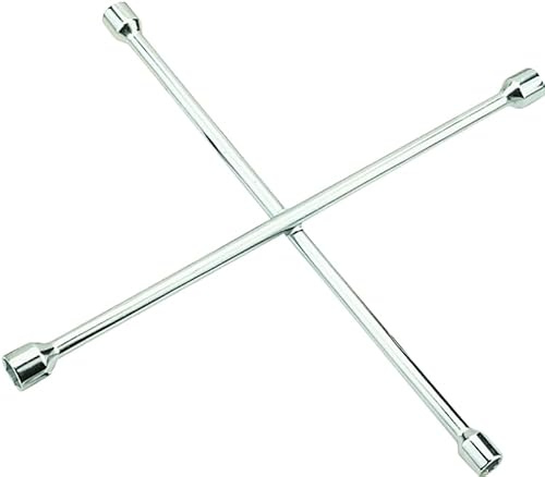 Edward Tools Harden Lug Nut Wrench -14 4 Way Tire Iron for Tire Changing - Heavy Duty Forged Carbon Steel - Extra Leverage Steel Cross Wrench - Fits SAE/Metric - Steel Reinforced Sleeve Weld