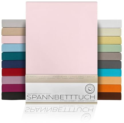 BEAUTEX Spannbetttuch Bettlaken aus Baumwolle, Premium Jersey Stoff 160g/m², Größe und Farbe wählbar (Standard - 100x200x30 cm, Rosa)