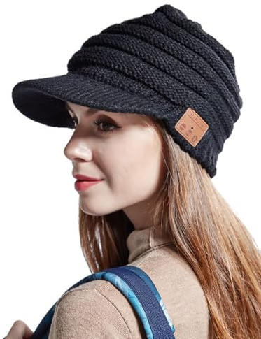 ACMEDE Chapeau d'hiver Femme Bluetooth Bonnet Berets Femme Musique Chapeau Coupe-Vent et Neige Casquette pour Filles Dames avec pour Cadeau de Noël Hiver Sport en Plein Air Courir,Ski
