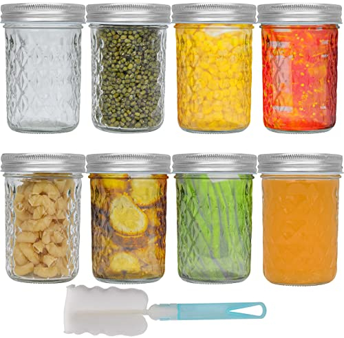 Hisredsun 8 Stück 250ml Einmachgläser mit versiegelten Deckeln, Vorratsgläser für Honig, Marmelade, Bohnen