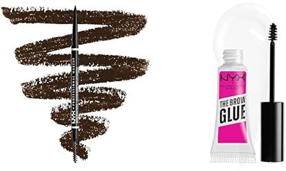 Nyx Professional Makeup Micro Brow Pencil, Shade Espresso & The Brow Glue Instant Brow Styler Clear Bundle