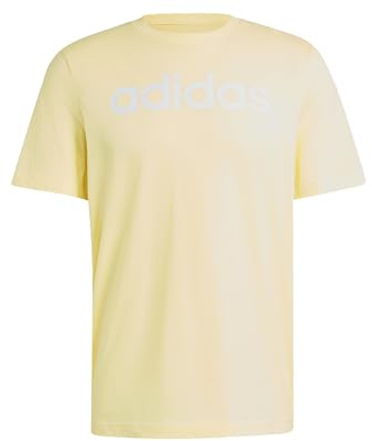 adidas Uomo Essentials Single Jersey Linear Embroidered Logo Tee, Almost Yellow F22, XS