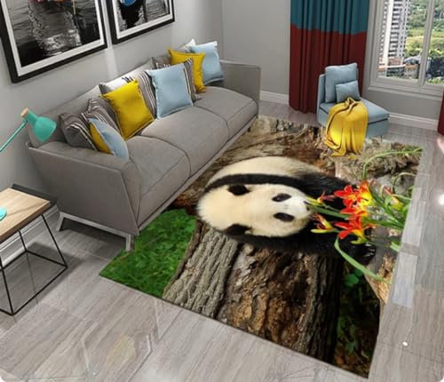 KIESEY Panda Print Bambus Teppich Wohnzimmer Schlafzimmer Türmatte Küche Eingang Dekoration rutschfeste Fußmatte 200x300cm