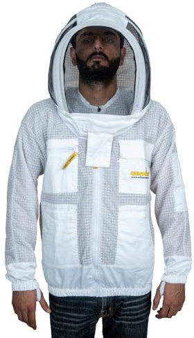 Urbansbee Imkerjacke mit Atmungsnetz, Schutzbekleidung für Imker, 3 Schichten ultra-belüftet, Fechtschleier, Schutz vor Bienenstichen