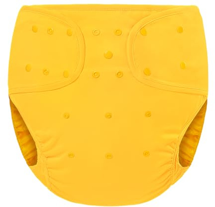 LittleForBig Washable Adjustable Reusable Waterproof Primary Comfort Cloth Adult Diaper Wrap Cover One Size Yellow