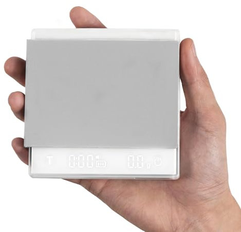 MHW-3BOMBER Mini Kaffewaage mit Timer, Wiederaufladbare Espresso Waage mit Schwerkraftsensor, 2kg/0,1g Präzisionswaage für Espresso & Pour-Over Kaffee, Digitale Küchenwaage, Weiß ES6034W-OS