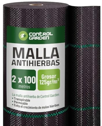 Control Garden Malla Antihierbas 2 x 100 m Grosor 105gr | Malla Anti Malas Hierbas y Maleza para Jardín, Huerto, Cesped | Lona Antigerminante Transpirable, Permeable y Resistente