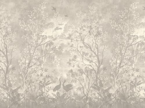 Livingwalls Fototapet djungel i beige, grå, gräddvit – högkvalitativ fibertapet 399181 med motiv på 3,71 m x 2,80 m – tillverkad i Tyskland