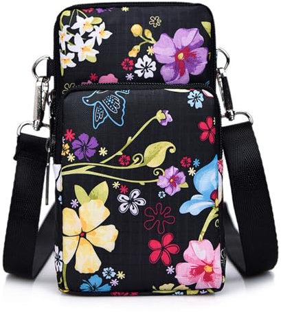 YWKJDDM Handy Umhängetasche, Handytasche Zum Umhängen Damen, Handytasche Mädchen, Handy Schultertasche Mini Crossbody Tasche Damentasche für Frauen(Lass Hundert Blumen Blühen)