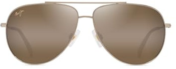 Maui Jim Unisex Hauoli Sunglasses, Shiny Lt Gold w/Orange&Yellow, 59-12-145
