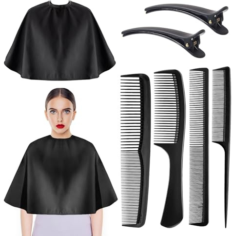 KUBDPQOR Conjunto de Capa de Peluquería - Capa de Corte de Pelo Profesional de Tamaño Ajustable, de Peluquería, Perfecto para Salones de Belleza y Uso Doméstico