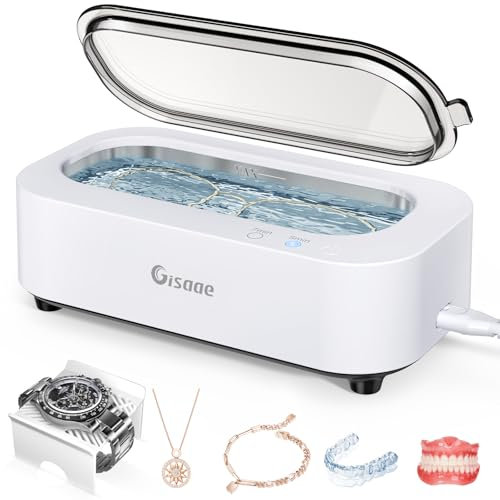 Gisaae Limpiador ultrasónico, limpiador de joyas, 350 ml, con soporte para reloj, Esmalte