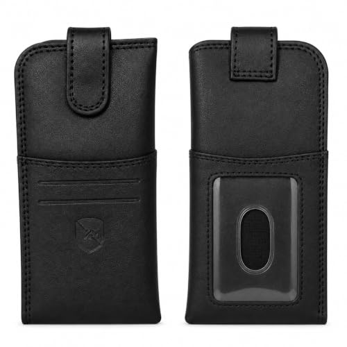 Leather Glasses Case with Card Slots, Reading & Slim Sunglasses | Fits Frames to 14cm Wide, 4.5cm Lens Height, Not for Aviators or Oversized, ID Window, Note Pocket, Spectacle Pouch, Cloth