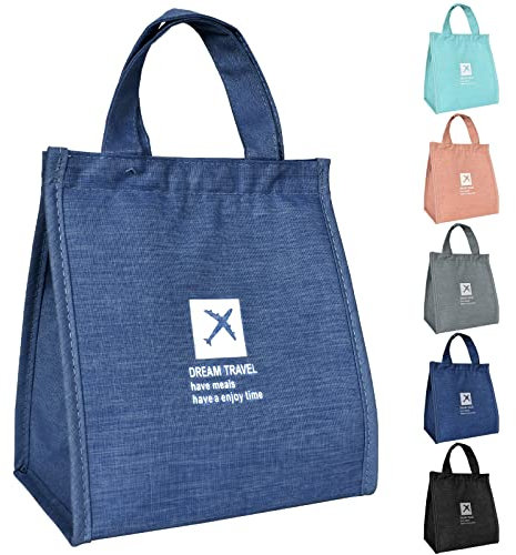 volumoon Bolsa Almuerzo, Bolsa Termica Porta Alimentos, Bolsa de Almuerzo Portátil, Bolsa Isotermica porta Alimentos, Bolsa Comida Trabajo, Bolsa Nevera Pequeña para Niños, Escuela, Picnic (Cian)