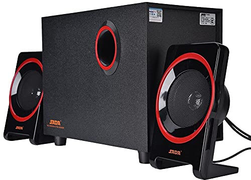 NMLLTB Wooden Computer Speaker, Portable Wood USB 2.1 Wired Speakers HiFi Bass Music Player with Subwoofer, Retro Classic Style Speaker Sound System for Desktop PC, Laptop, DVD