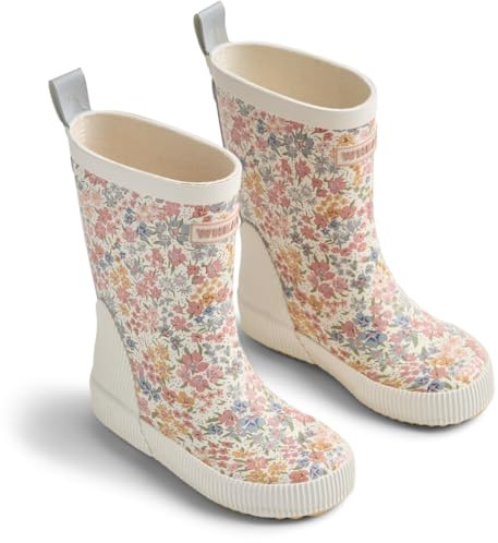 Wheat Bottes en caoutchouc Welly pour fille - Bottes imperméables en caoutchouc naturel avec tige haute, logo réfléchissant et doublure confortable recyclée, rose bonbon, 30 EU