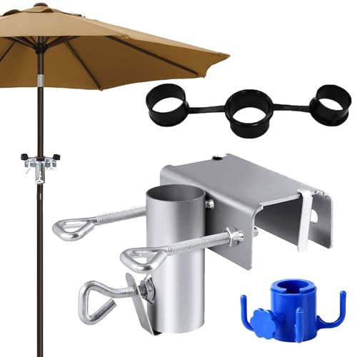 Ajuanbazha Verstellbarer Sonnenschirmhalter für Balkongeländer, Platzsparende Halterung für Sonnenschirme (Ø25–38 Mm, Max. 5 cm Breite), Ideal für Balkon, Terrasse und Garten