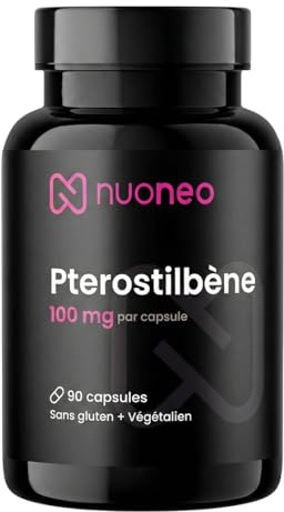 Ptérostilbène 100 mg, 90 gélules à haute dose, activateur de sirtuines et protection cellulaire, 100 mg de trans-ptérostilbène par gélule, haute biodisponibilité, végan