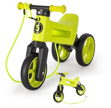FWRider Supersport 2-in-1 Kinder Laufrad Lime - Zweirad und Dreirad in einem, Balance-Bike mit Gurt und geräuschlosen Rollen - Ab 18 Monaten, geeignet bis 25 kg, Lauflernrad
