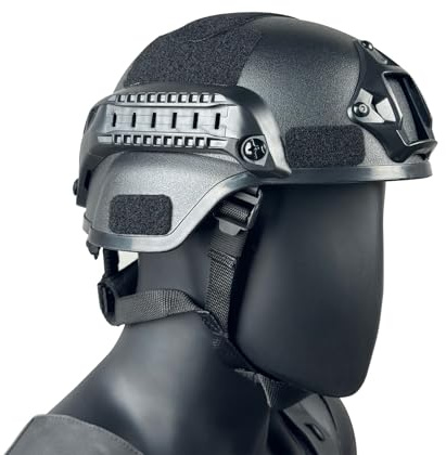 Tactical Helmet with NVG Mount, Adjustable Fast Helmet for Airsoft, Paintball, CS Game – Lightweight ABS Material with Side Rails – Fits Head Circumference 50-63cm