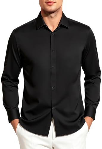 Mauro Kane Camicia Uomo No Stiro Manica Lunga - Camicia Elegante da Uomo con Una Lucentezza Tenue, Regular Fit Business Casual, Antipiega con Bottoni XXL