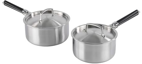 Kamberg - Coffret 2 casseroles 18/20 cm - 2 manches amovibles - Acier inoxydable 18/10 Triply - Tous feux dont induction et four, Gris