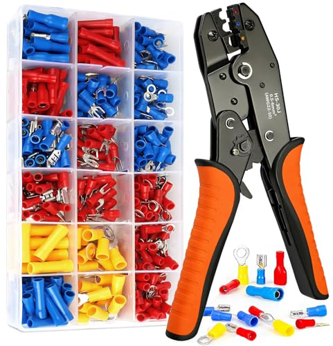 Insulated Wire Ratchet Crimping Tool Set for 0.5-6mm² Electrical Cable