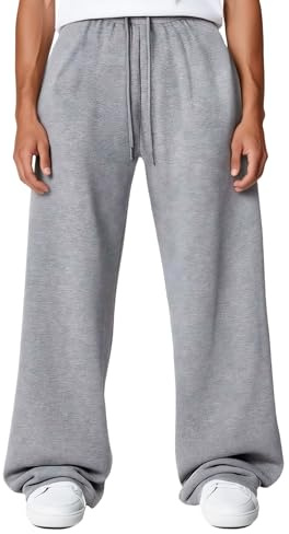 LuminBlaze Pantalon de survêtement baggy pour homme avec cordon de serrage élastique, coupe large et ample en coton avec poches profondes