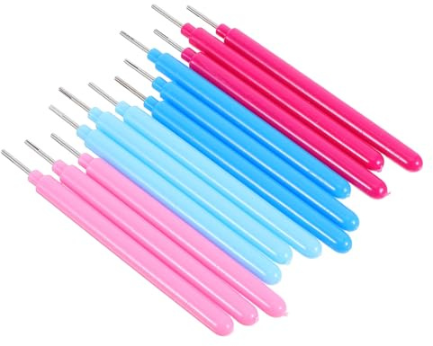 Gadpiparty 16 Herramientas para Quilling de Papel Aguja Ranurada y Palo Enrollador, Set Multicolor (azul, Rosa Fucsia, Rosa) para Manualidades y Creación de Tarjetas Artesanales