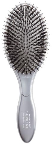 Olivia Garden Ceramic + Ion Supreme Paddle Hair Brush for Men and Women - Professional Boar Bristle Hair Brush for All Hair Lengths - Frizz-Free Results