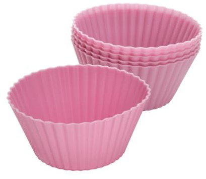Zenker cápsulas, 6 Unidades, Molde para Magdalenas Horno, Silicona, Rosa y Crema, 7cm