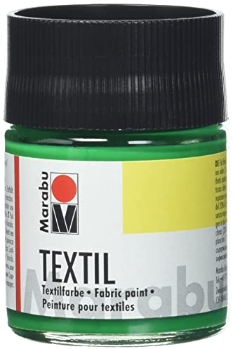 Marabu 17160005062 - Textil Stoffmalfarbe hellgrün 50 ml, Stoffdruckfarbe auf Wasserbasis, für helle Stoffe, waschbeständig bis 60°C, weicher Griff, einfache Fixierung durch Bügeln o. Backofen