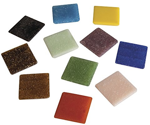 Rayher 1453149 Mosaiksteine, 2x2cm, (ca.325Stück), Eimer 1kg, bunt gemischt