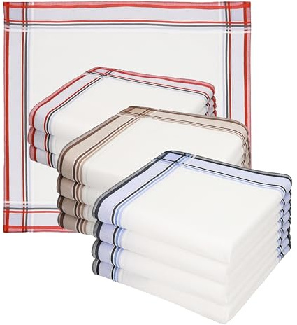 Betz 12 Stück Taschentücher Stofftaschentücher Damen Herrentaschentücher Männertaschentücher 100% Baumwolle Größe 40 x 40 cm - Leo 3 Dessin 3