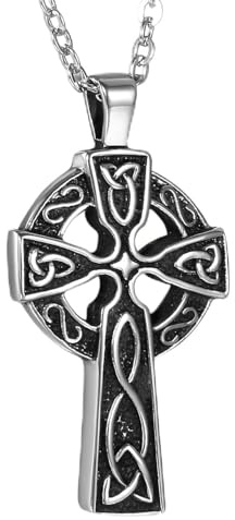 OIDEA Collana per Uomo Collana in Acciaio Inox con Pendente Croce celtica Nero