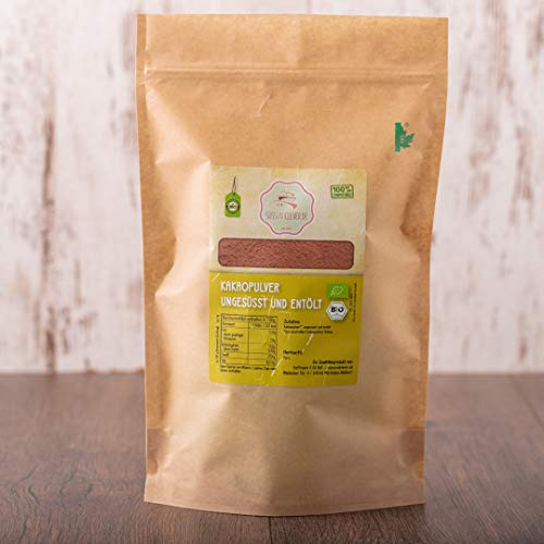 süssundclever.de® Bio Kakao Pulver | 1 kg | reines Kakaopulver, ungesüsst | stark entölt | hochwertiges Naturprodukt | plastikfrei und ökologisch-nachhaltig abgepackt