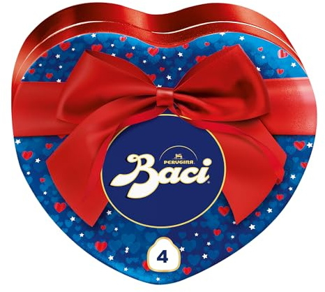 BACI PERUGINA Classico Cioccolatini Fondenti ripieni al Gianduia, Latta Cuore San Valentino 50g