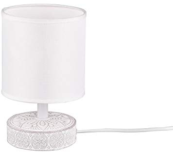 Modern LED-bord av keramik med tyglampskärm i vitt, Ø 13 cm, höjd 20 cm