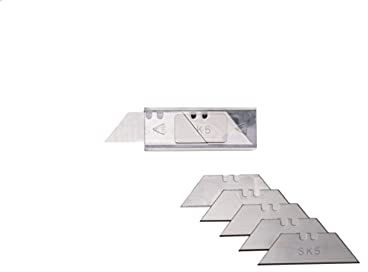 TERCASA® Ersatzklinge Trapez 60 mm aus SK5 Edelstahl 50 Messerklingen zum Schneiden von Holz, Kunststoff, Gummi, Linoleum, Teppich, Pappe, Gipskarton